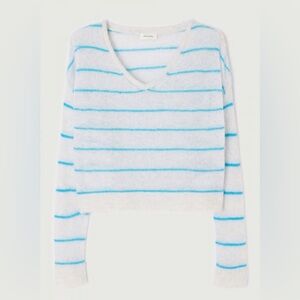 American Vintage White and Blue V-Neck sweaters JUMPER ZAKDAY